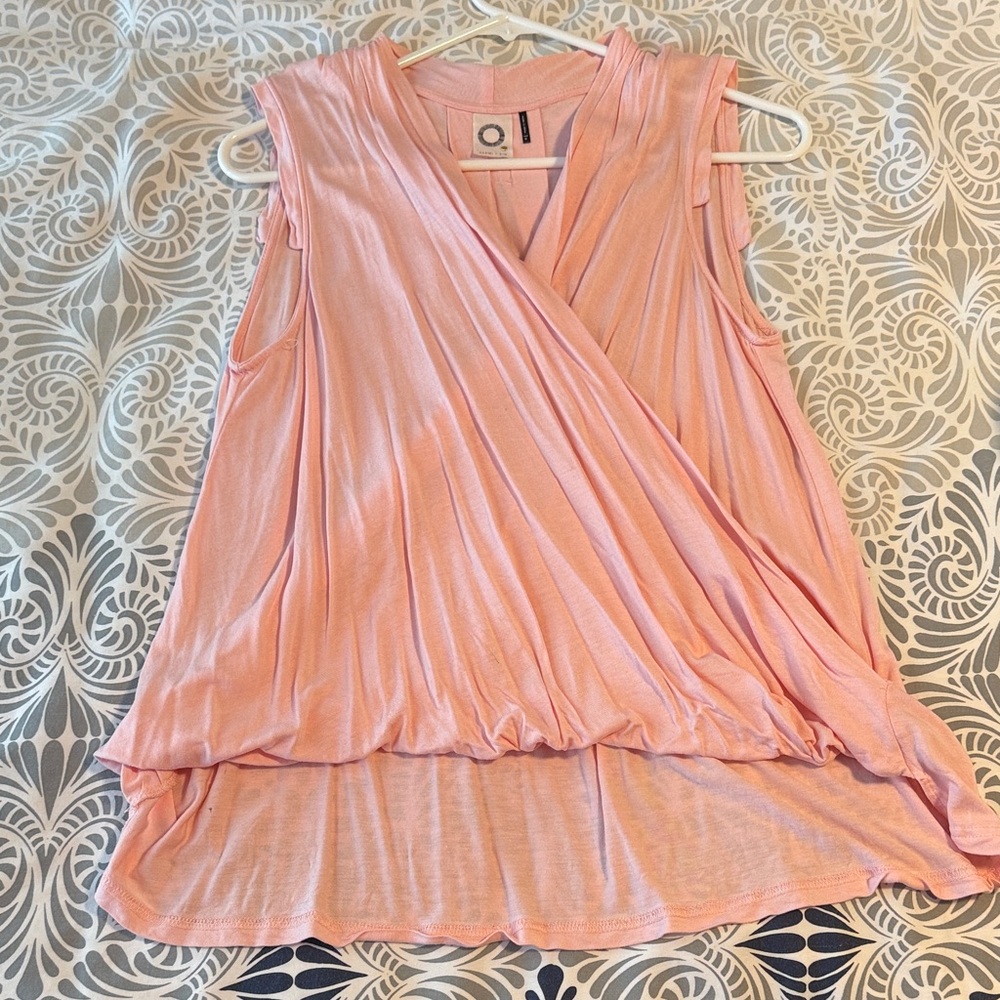 Elegant Pink Sleeveless Wrap Blouse